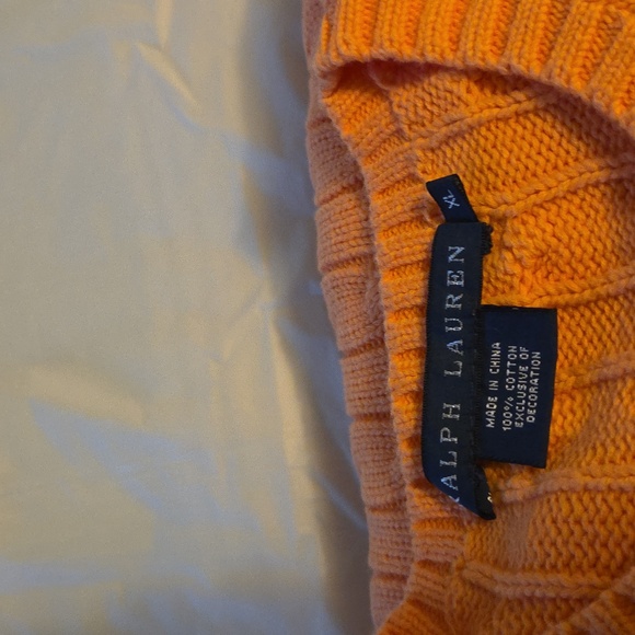 Ralph Lauren Vibrant Orange Cable Knit Sweater - Picture 4 of 6